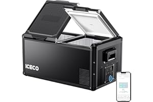 ICECO VL90 ProD Portable Refrigerator, Multi-directional Lid, Dual USB & DC 12/24V, AC 110-240V, 90L DUAL Zone Steel Compact Refrigerator Powered by SECOP, 0℉-50℉, Home & Car Use [Upgrade, 95 Quarts]