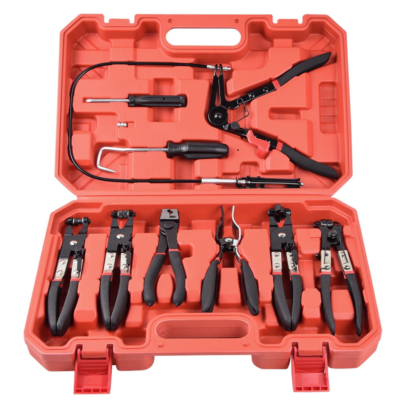 Thsakzo 9 Pcs Flexible Hose Clamp Pliers Set,Automotive Wire Long Reach Hose Clamp Pliers Set,Spring Wire Clip Plier Hose Clamp Pliers Remover Kit,Wire Spring Hose Clamp Remover with Toolbox