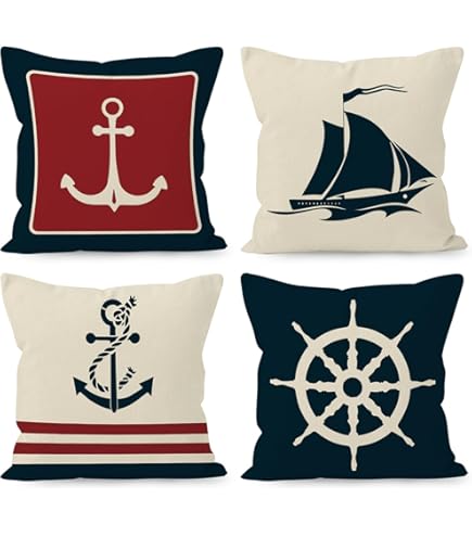 Amazon.com: NAVIBULE Navy Anchor Throw Pillow Covers Nautical