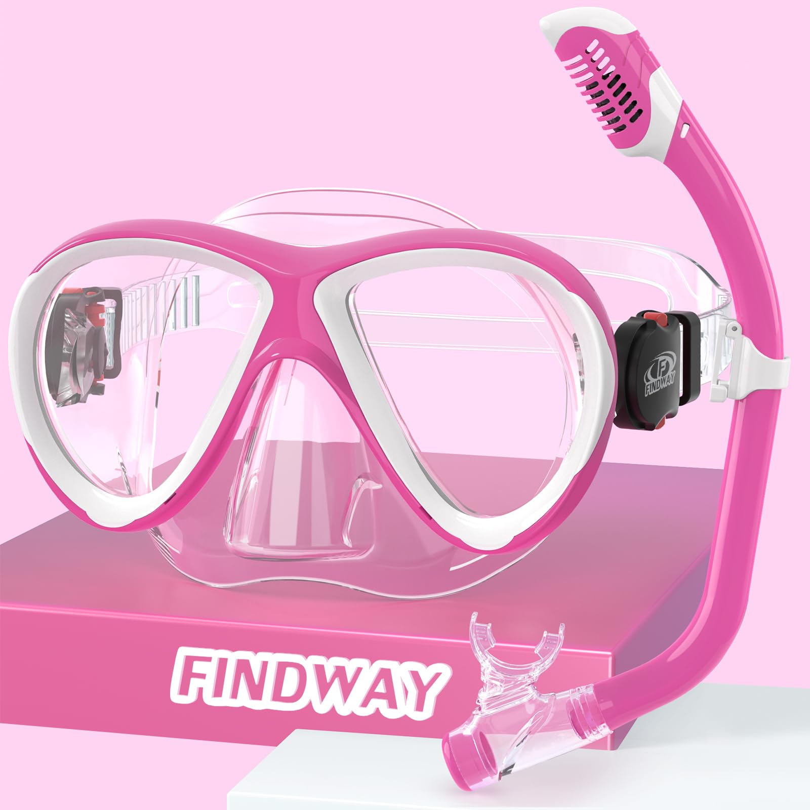 Findway Kids Snorkel Set , Children Swimming Goggles for Snorkelling, Snorkel Gear with Odourless TPU Breathing Tube for 4-16 Year Girls Boys
