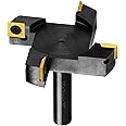 ZahyoX CNC Spoilboard Surfacing Router Bit, 1/2" Shank, 4 Wings, 3" Cutting Diameter, TiN Coated Insert Carbide Slab Flattening Router Bit, Planing Bit Wood Planer Bit for Woodworking