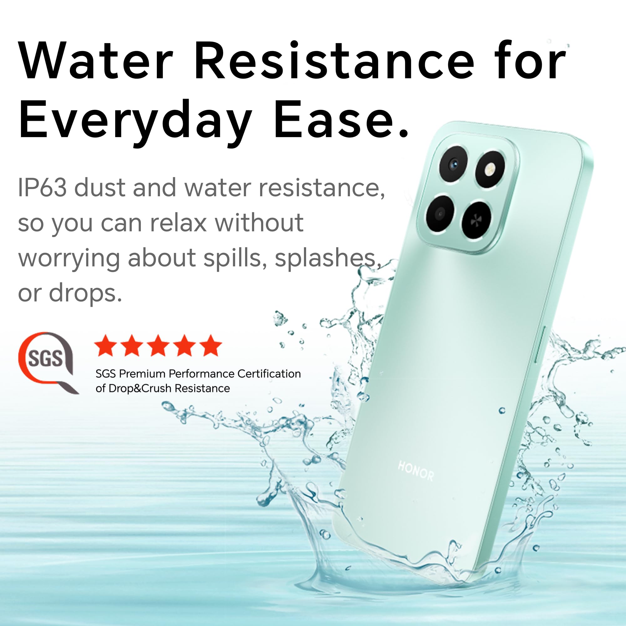 HONOR X6c,Unlocked Mobile Phones, 6.61-Inch 120Hz Eye Comfort Display,6+128GB,5300 mAh Long-lasting Battery,50 MP AI Ultra-Clear Camera,Extreme Drop&Water Resistance,Android 15,Ocean Cyan