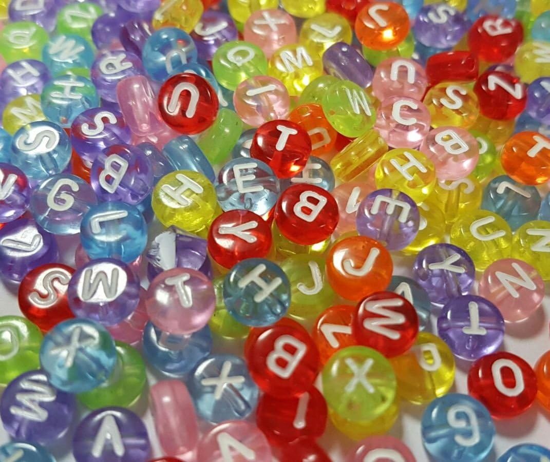 D107 150 Letters Beads Plastic Letter Round 7 mm Mix Multicoloured for Bracelets Necklaces, Keyrings and Children's Jewellery - Image 3