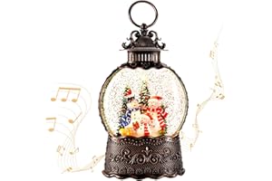 JEDAWN Christmas Snow Globe, Christmas Lantern Room Decor for Indoor Use, USB-Powered/Battery-Operated Glowing Water Lantern, Ideal for Holiday Decorations and Gift Giving
