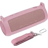co2CREA Soft Silicone Case Replacement for JBL Flip 6 Portable Bluetooth Speaker (Pink Case)
