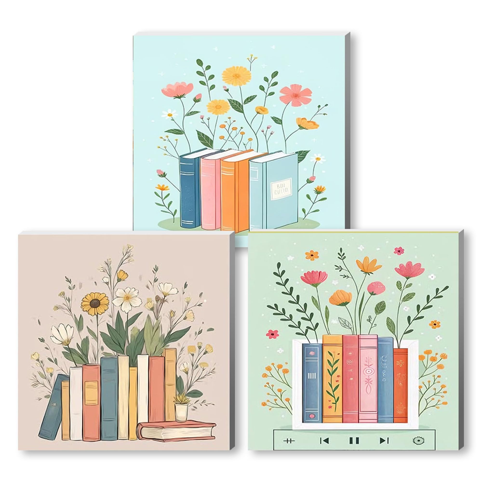 NZNANCHU DIY Book Paint by Number for Adults,Flower Wooden Framed Painting Kits for Adult,Easy Color by Numbers Acrylic,Small Paint by Number Canvas Crafts Watercolor for Beginner Room Decor