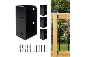 VoTwoofv 4Pcs U-Shaped Black Powder Coated Galvanized Steel Deck Railing Brackets, Connectors for 2x4 Wood Posts, Includes Hardware