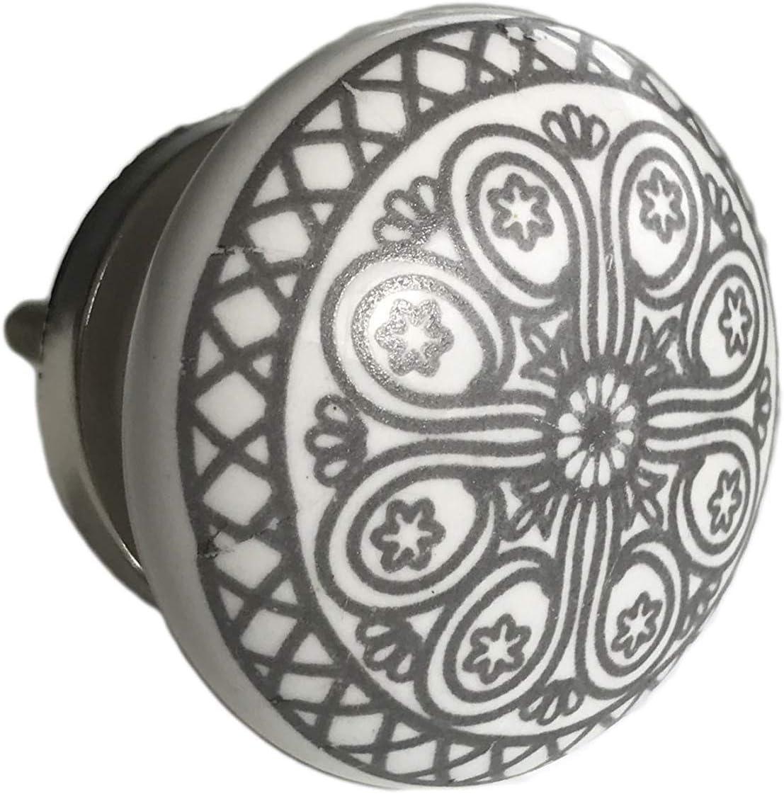 Gray & White Hand Painted Ceramic Knobs Cabinet Knobs, Drawere Pulls, Dresser Knobs (Pack of 12) by Elegant_Designs