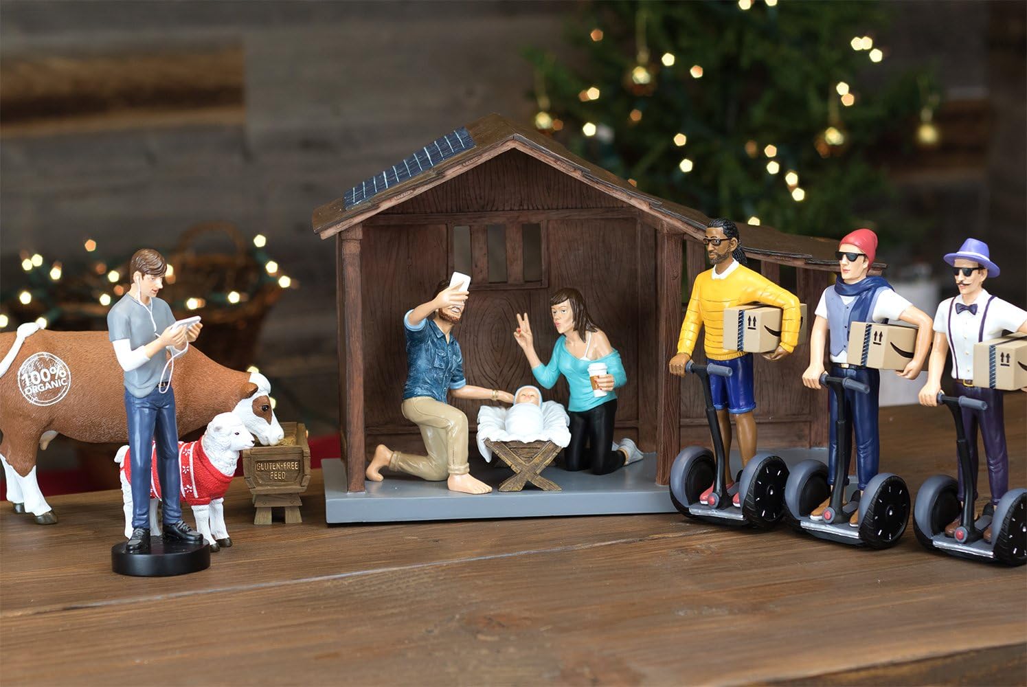 Millennial Nativity Figurine and Stable Set Hipster Nativity Scene