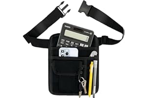 MELINON Restaurant Waiter Waist Money Pouch Bag, Serving Apron, Check Holder with Multiple Pockets, Adjustable Belt for Waitress