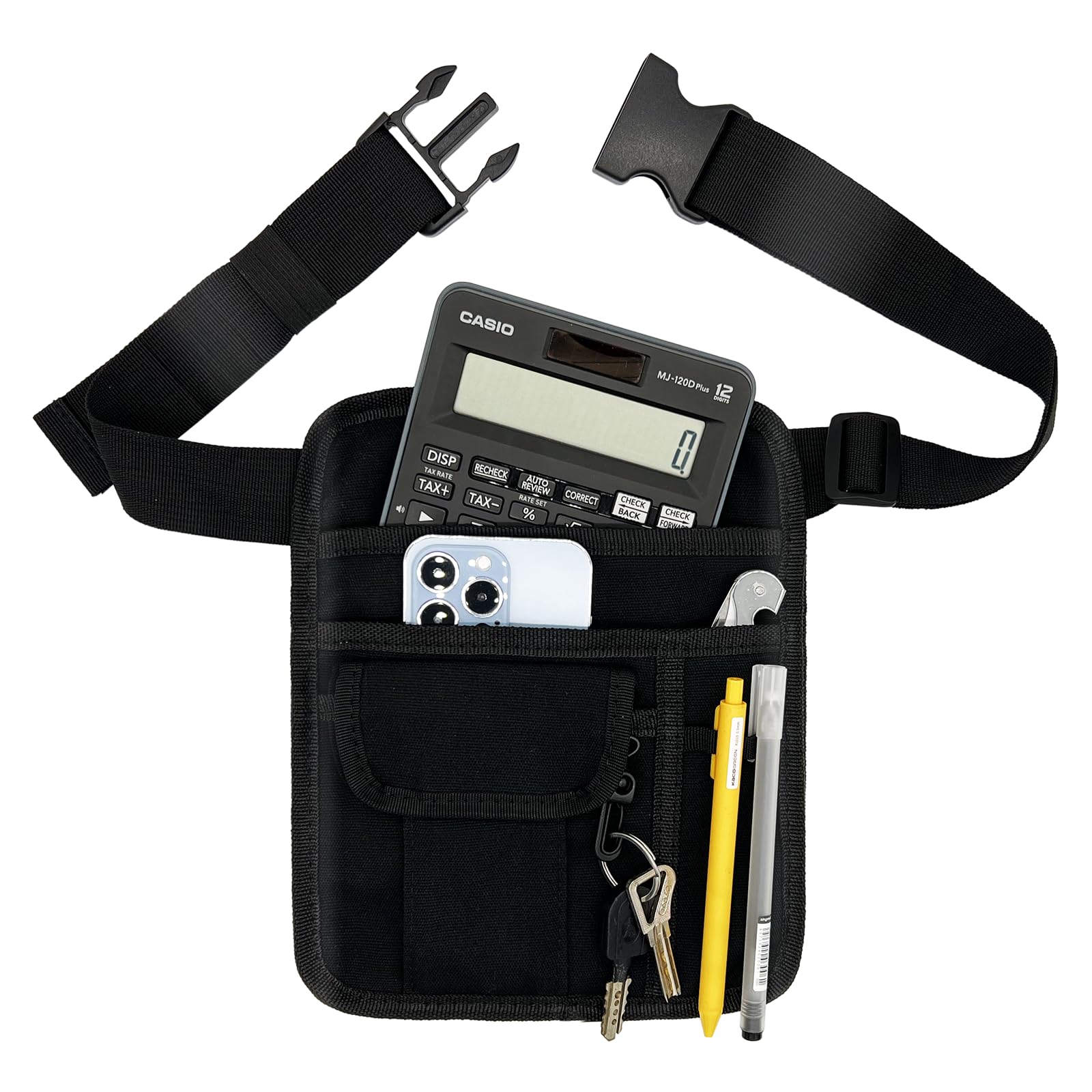Photo 1 of MELINON Restaurant Waiter Waist Money Pouch Bag, Serving Apron, Check Holder with Multiple Pockets, Adjustable Belt for Waitress