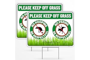 VENICOR 2PC No Poop or Pee Dog Sign with Stakes, 12 Inches by 9 Inches - Corrugated Plastic - Keep Dogs Off Lawn - Curb Your Dogs Grass Lawn Yard Repellent