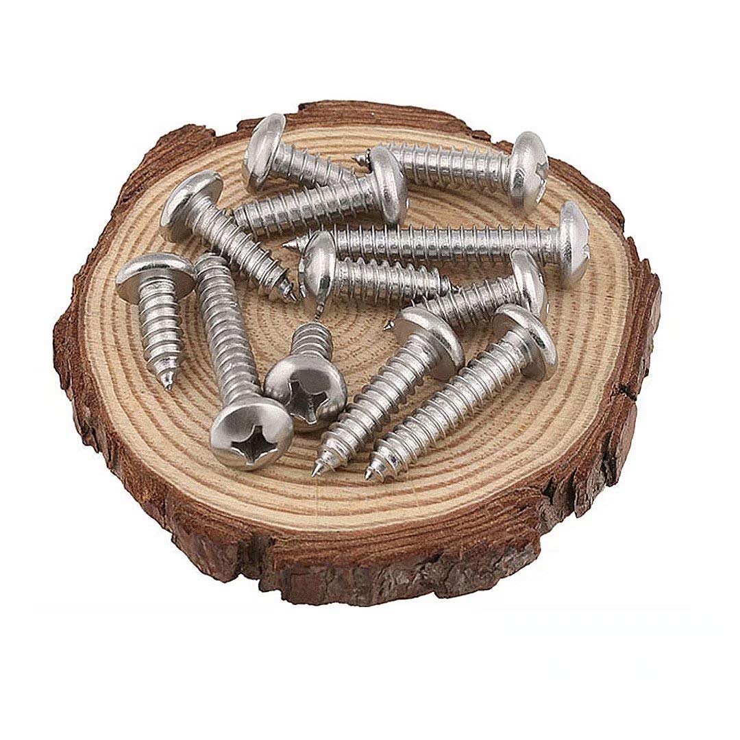 ANSIEDIO Self-tapping Screws Cross Round Head Wood Screws,304 Stainless Steel Drywall Screw, M4×18mm,50 pcs