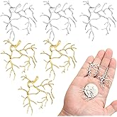 Pndeyo 6pcs Branch Shape Blanks for Jewelry Making, Hypoallergenic Brass Claw Pendant Trays, Adjustable Branch Base Prong Pendant Bezels for Necklace Bracelet Earrings DIY Crafts- Gold & Silver