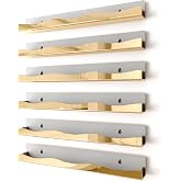 YMVV Wall-Mounted Nail Polish Organizer Rack - 15-Inch Gold Mirror Finish Nail Polish Shelf, Makeup &amp; Beauty Essentials Storage - Multi-Purpose Display Holder for Small Space, Vanity Bathroom, 6 Pack