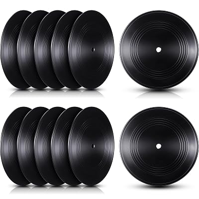 Qunclay 48 Pieces Blank Vinyl Records 7 Inch Black Vinyl Fake Albums Record for Room Wall Aesthetic Decoration Independent Aesthetics Room Decor DIY Projects