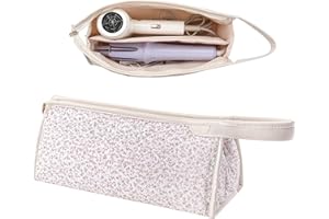 RSRSLEII Large Quilted Hair Tools Travel Bag,Aesthetic Hair Styling Accessories Storage Case for Flat Irons,Straightener,Curling Iron,Hair Dryer,Dyson Airwrap Travle Bag（06Small Pink Flower）