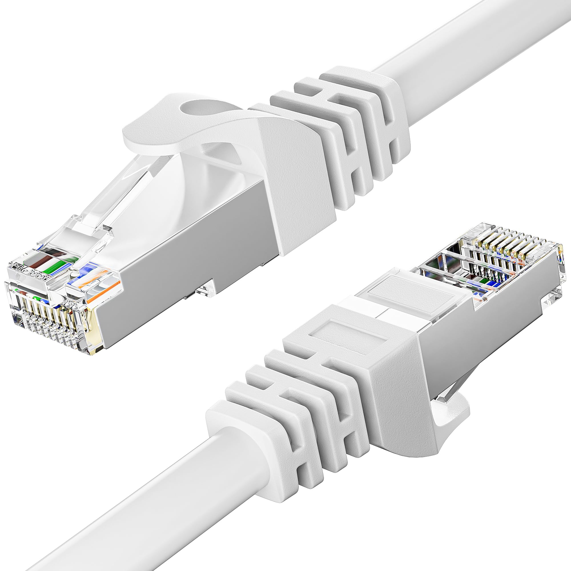 MEIPEK Cat 6 Ethernet Cable 5m, Lan Cable 5 Meters FTP Shielded Internet High Speed 1000Mbps 250MHz Rj45 Wlan 23AWG CCA Wifi White 15ft for Router Modem