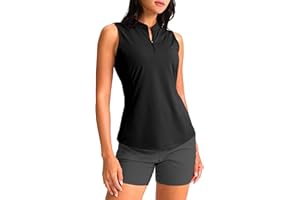 Soothfeel Women's Golf Polo Shirt Tank Tops Sleeveless 1/4 Zipper Collarless Quick Dry Athletic Tennis Shirts for Women
