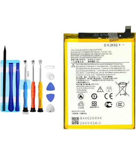 Batterie JK50 4850mAh Compatible Moto G7 Power, G8 Power Lite, G9, E7 Plus - Remplacement Haute Capacité + Outils