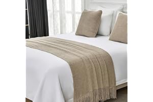 Bed Runner Scarf Bedspreads Bed Runners King Size Knitting Bed Blanket Sofa Blanket with Tassel Solid Color Bedding Scarf Pro