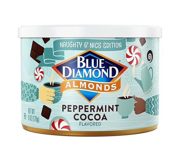 BLUE DIAMOND ALMONDS, PEPPERMINT COCOA HOLIDAY SNACK NUTS,...
