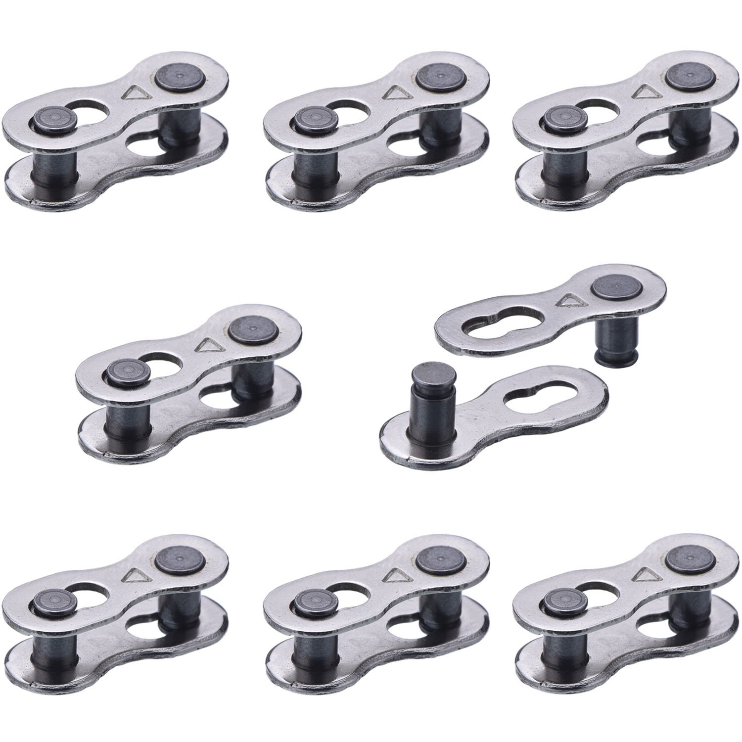 Hotop 8 Pairs Bicycle Missing Link for 6, 7, 8, 9, 10 Speed Chain, Silver, Reusable (6 7 8 Speed)