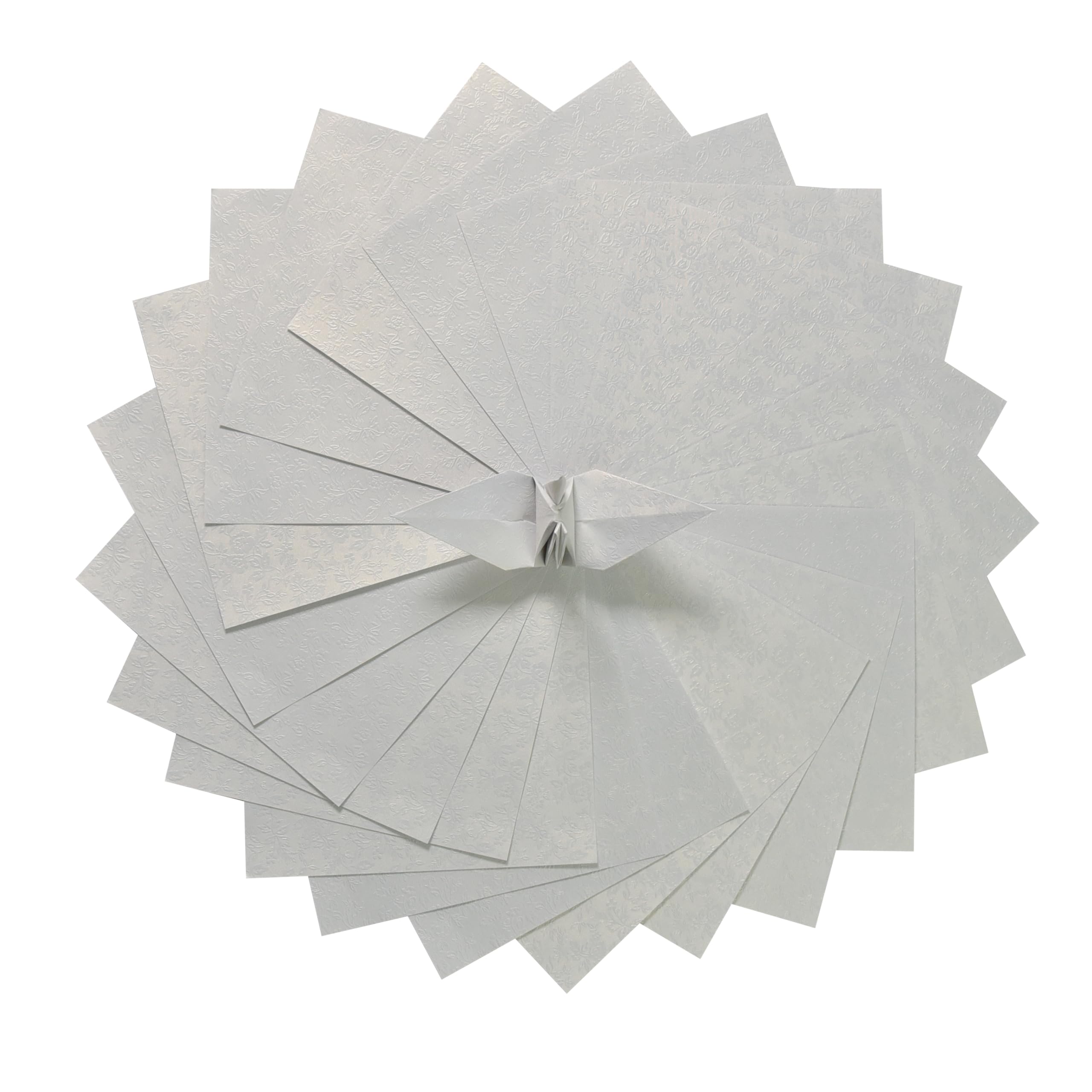 Photo 1 of 100 Origami Paper Sheets Paper Pack White Paper Flower Pattern, Embossing, Pearl Coating for Folding Paper, Origami Cranes,Scrapbook (6x6 White)