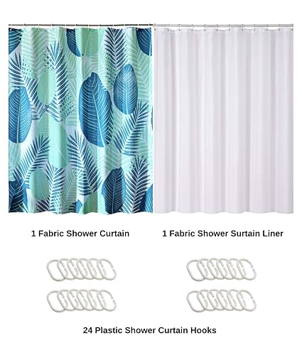 Amazon Com Kingmily Shower Curtain With Hooks Green Fan Leaves