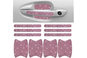 JOYCOURT 10PCS Bling Car Door Handle Anti-Scratch Sticker, Bling Car Door Handle Sticker, Universal Car Doors Handles Protective Cover, Shiny Rhinestone Auto Decor Accessories for Women (Pink)