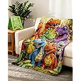 Upgraded Thickened 3D Dinosaur Blanket 5 Sizes Cute Smiling Dinosaurs HD Digital Print Flannel Weighted Fleece Cozy Dino Blanket Ultra Soft Lightweight All Season (30"x40")