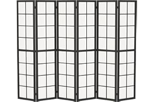 HOMCOM 6 Panel Room Divider, 5.6 ft Folding Privacy Screen, Freestanding Room Partition Wall Divider for Bedroom Black