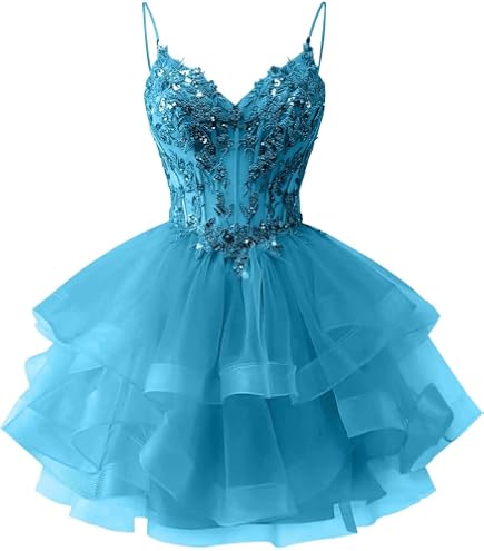cute blue dresses for teens DKBridal Sparkly Tulle Homecoming Tiered Ruffles Lace Short Prom Dress Corset Quinceanera DAMA Dress Black2 : Clothing, Shoes & Jewelry Beilite Straps Sequins Ombre Color:Deep Blue Flower collection-birthday-dresses color-black Boned and Fully Lined