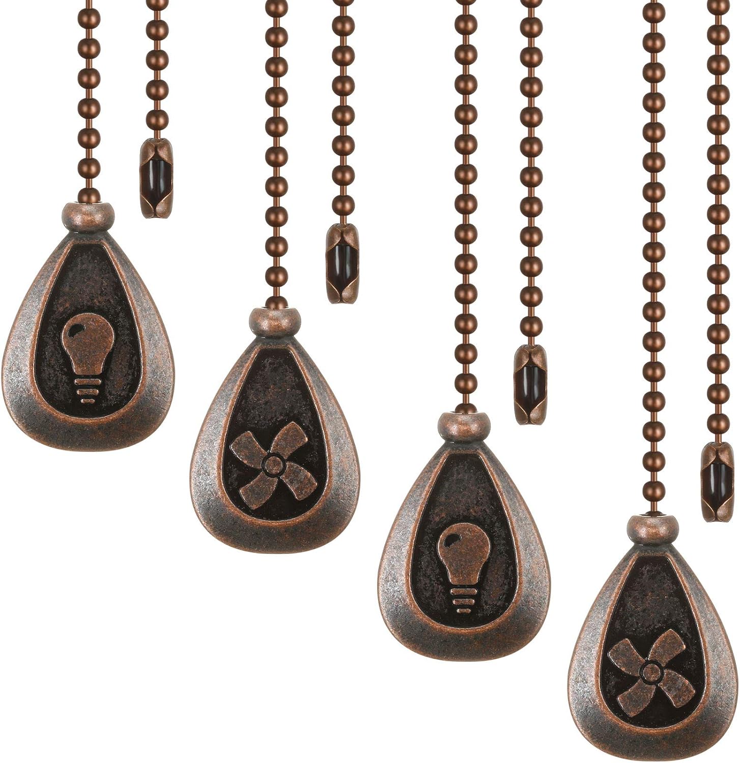 4 Pieces Bronze Pull Chains Ceiling Fan Pull Chain Extension Fan Pull