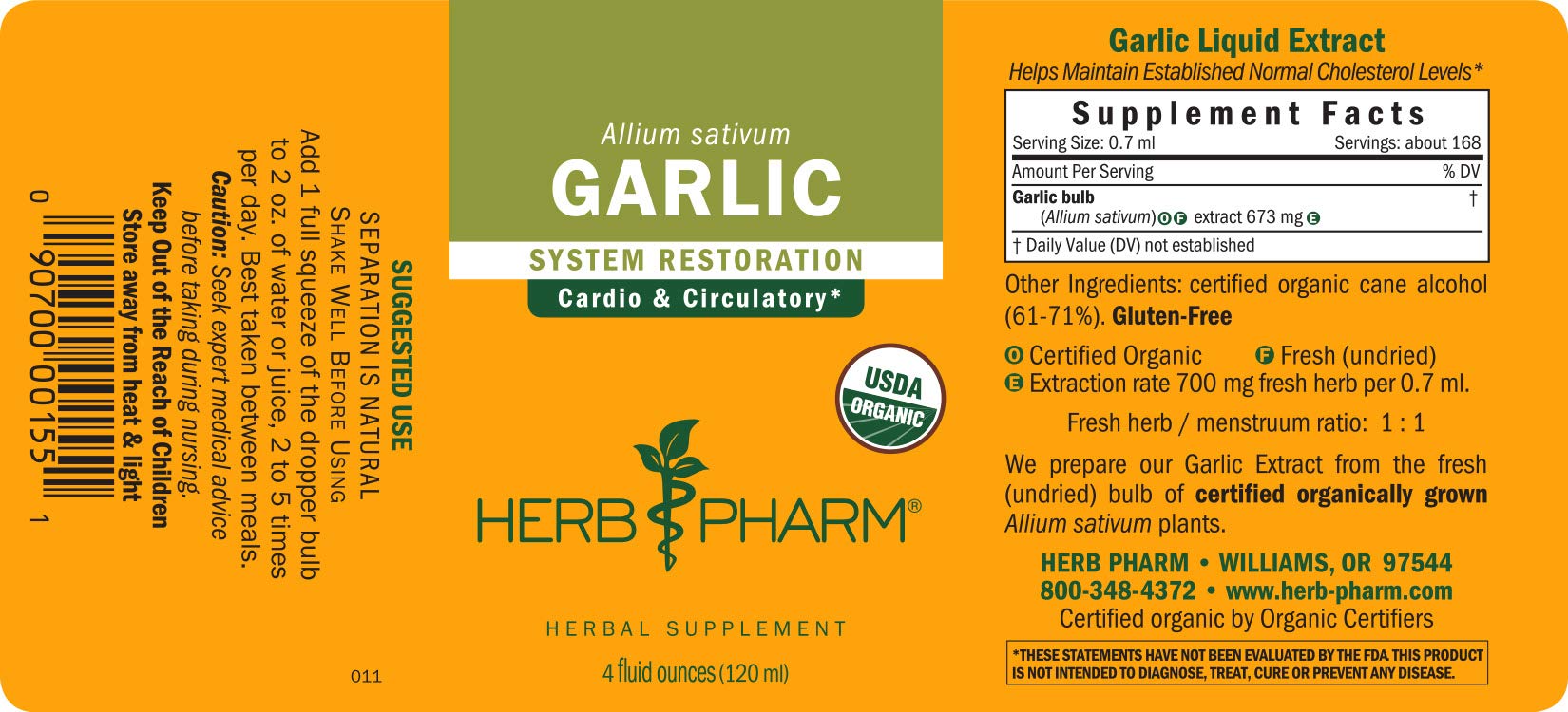 Herb Pharm Certified Organic Garlic Liquid Extract for Cardiovascular