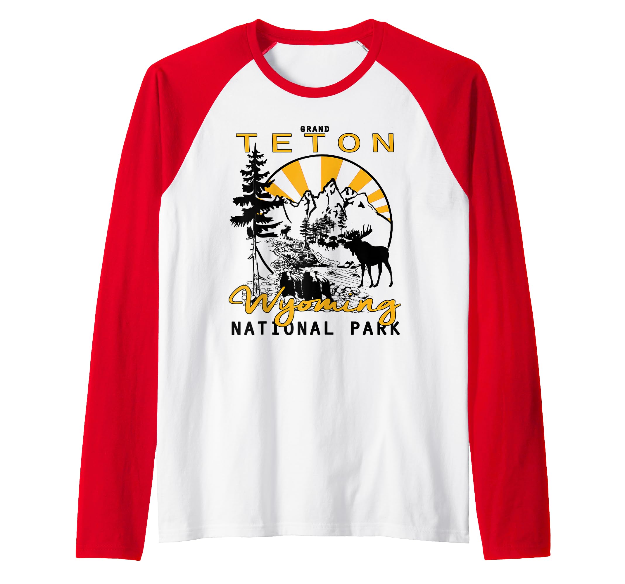 Grand Teton National Park Jackson Hole Wyoming Keepsake Raglan Baseball Tee
