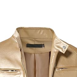 SWJGLITTR Men Slim Fit Motorcyle Leather Jacket