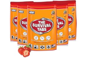 THE SURVIVAL TABS Food Supply Emergency Food Ration in 10 Days 120 tabs Survival MREs for Disaster Hurricane Food Gluten Free and Non-GMO 25 Years Shelf Life - Strawberry Flavor