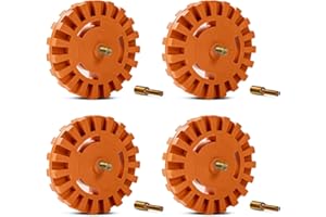 ALISWAT 4 Pack Decal Remover Eraser Wheel Tool, 4 inch Rubber Power Drill Attachment Car Adhesive, Pinstripe, Sticker, Vinyl Removal Tool Set with Drill Adapter for Cars, RV, Boats