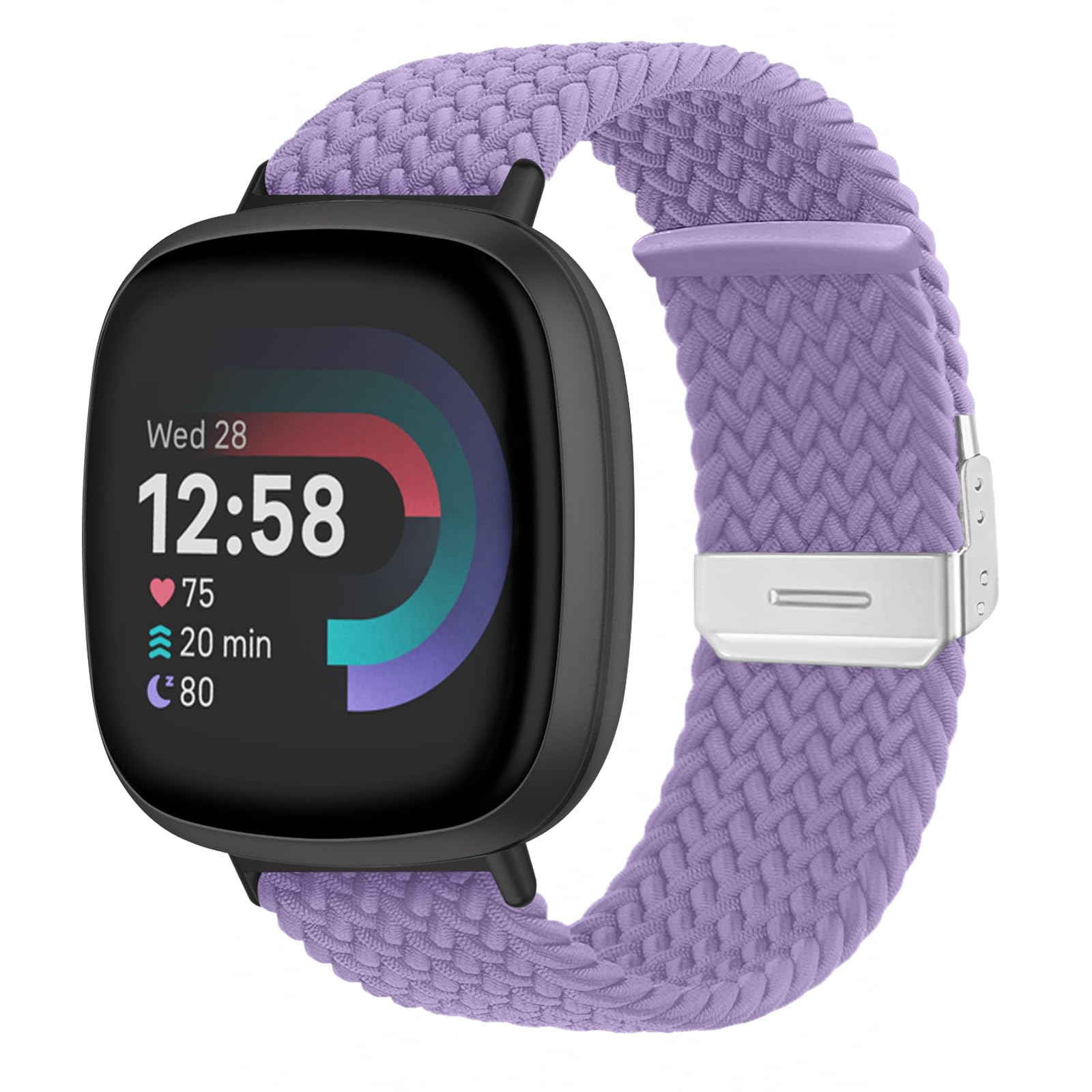 NicMool Strap for Fitbit Versa 4/Fitbit Versa 3/Fitbit Sense 2/Fitbit Sense, Adjustable Elastic Braided Replacement Strap for Fitbit Versa 4/Fitbit Versa 3/Fitbit Sense 2/Fitbit Sense - Purple