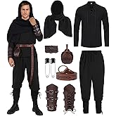 10 Pcs Medieval Costume Men Renaissance Viking Knight Cosplay Outfit Adult Halloween Costumes Pirate Costume