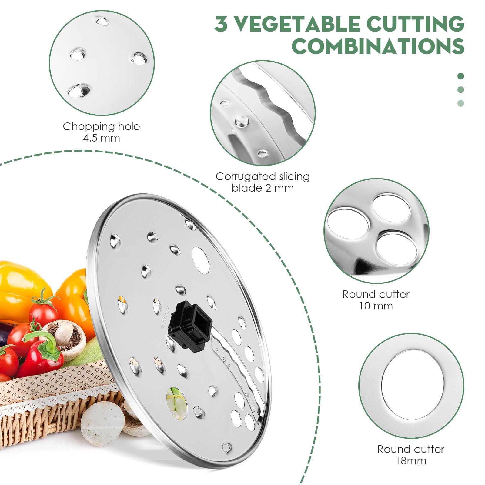 Food Processor Slice Shred Disc Blade Replacement for Hamilton Beach 70730, 70740, 70670, 70760 - Stainless Steel Disc for Slicing and Shredding