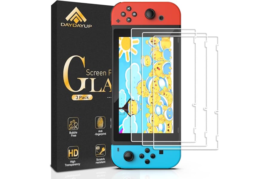 daydayup [3 Pack] Tempered Glass Screen Protector Compatible with Nintendo switch - Transparent HD Clear Anti-Scratch Screen Protector Skin Set for Nintendo Switch