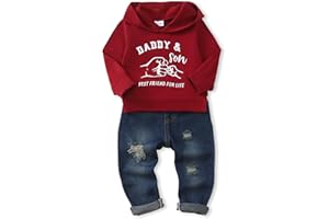 NZRVAWS Baby Boy Clothes Toddler Boy Outfit 2 3 4T 6 12 18 24 Month Fall Winter Hoodie Ripped Jeans Clothing