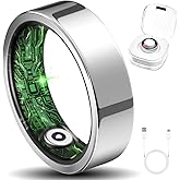 Smart Ring for Women Men Fitness Ring with Step Counting, Heart Rate, Blood Oxygen, Pressure Monitoring, Sleep Monitoring, IP68 Waterproof for iPhone and Android, No Subscription Fee,Silver 10#