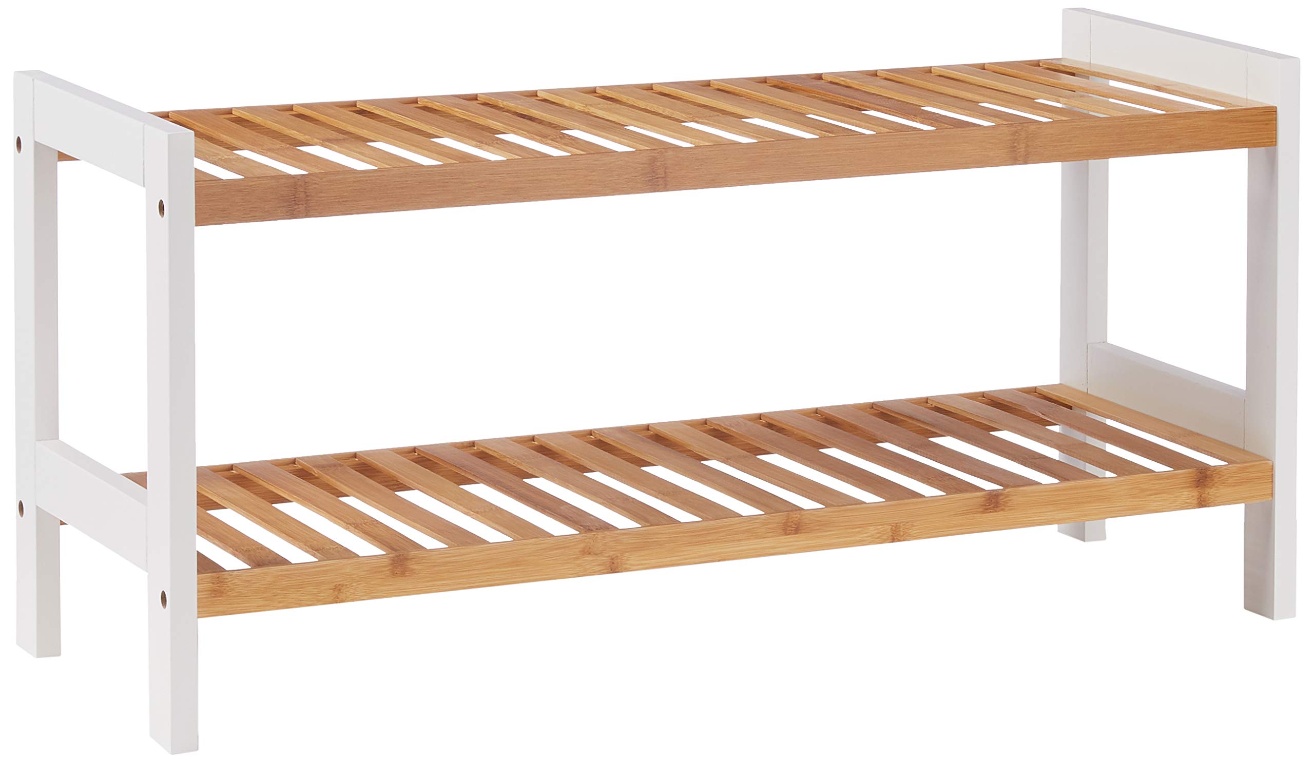 HAKU Shoe-Rack nature, white, Bamboo - Dim.: W 70 x H 34 x D 26 cm, Style: Modern