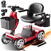 Foldable Lightweight Mobility Scooters for Seniors &amp; Adults 330LBS Capacity | Red Powered Electric Mobility Scooters, 4 Wheel Portable Motorized Scooter ,Folding Travel Scooter Cup &amp; Phone Holder FSA&amp;HSA