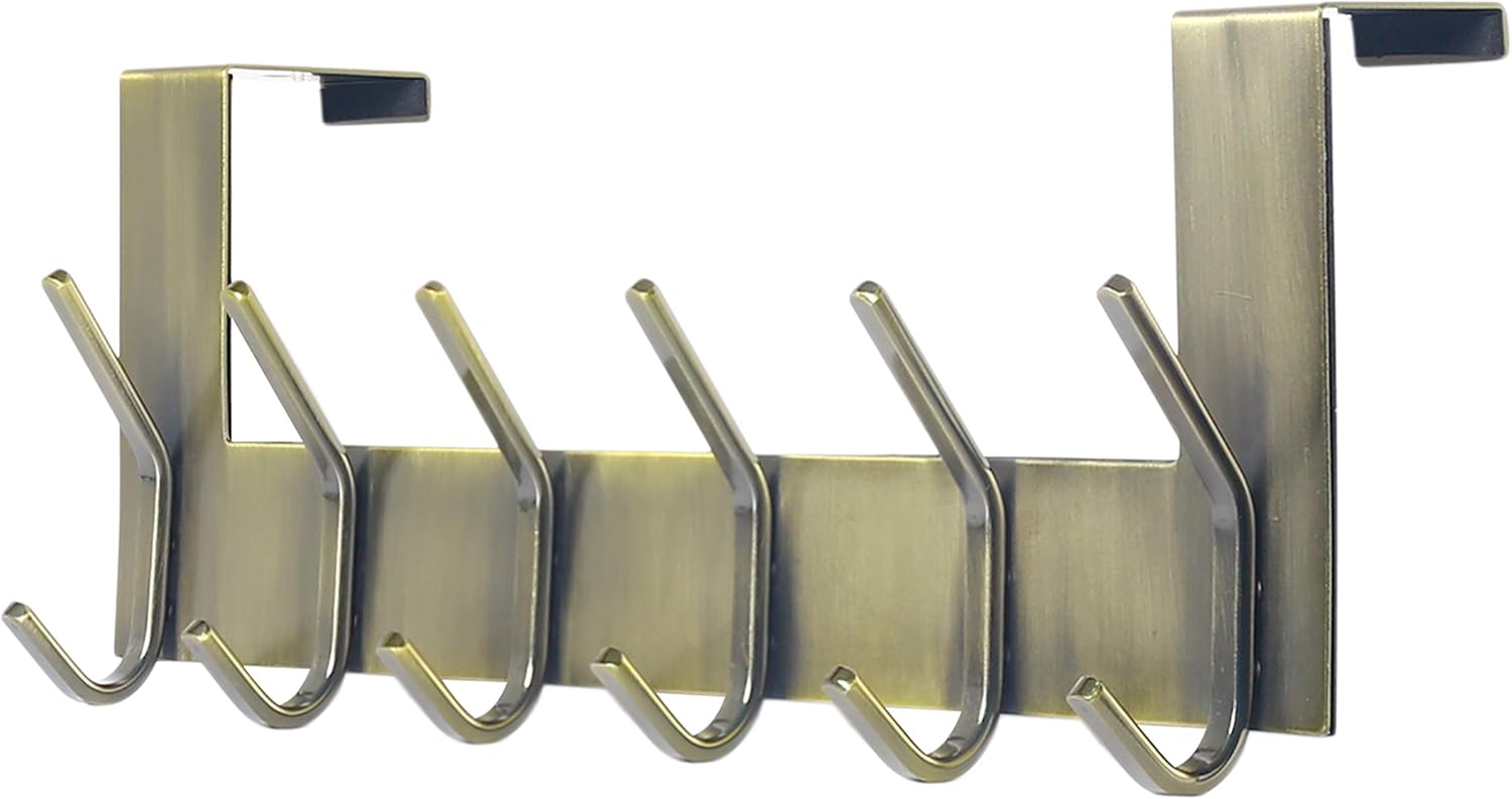 Dseap Over The Door Hook Hanger 6 Hooks Over Door Coat Rack for Hanging Clothes Hat Towel