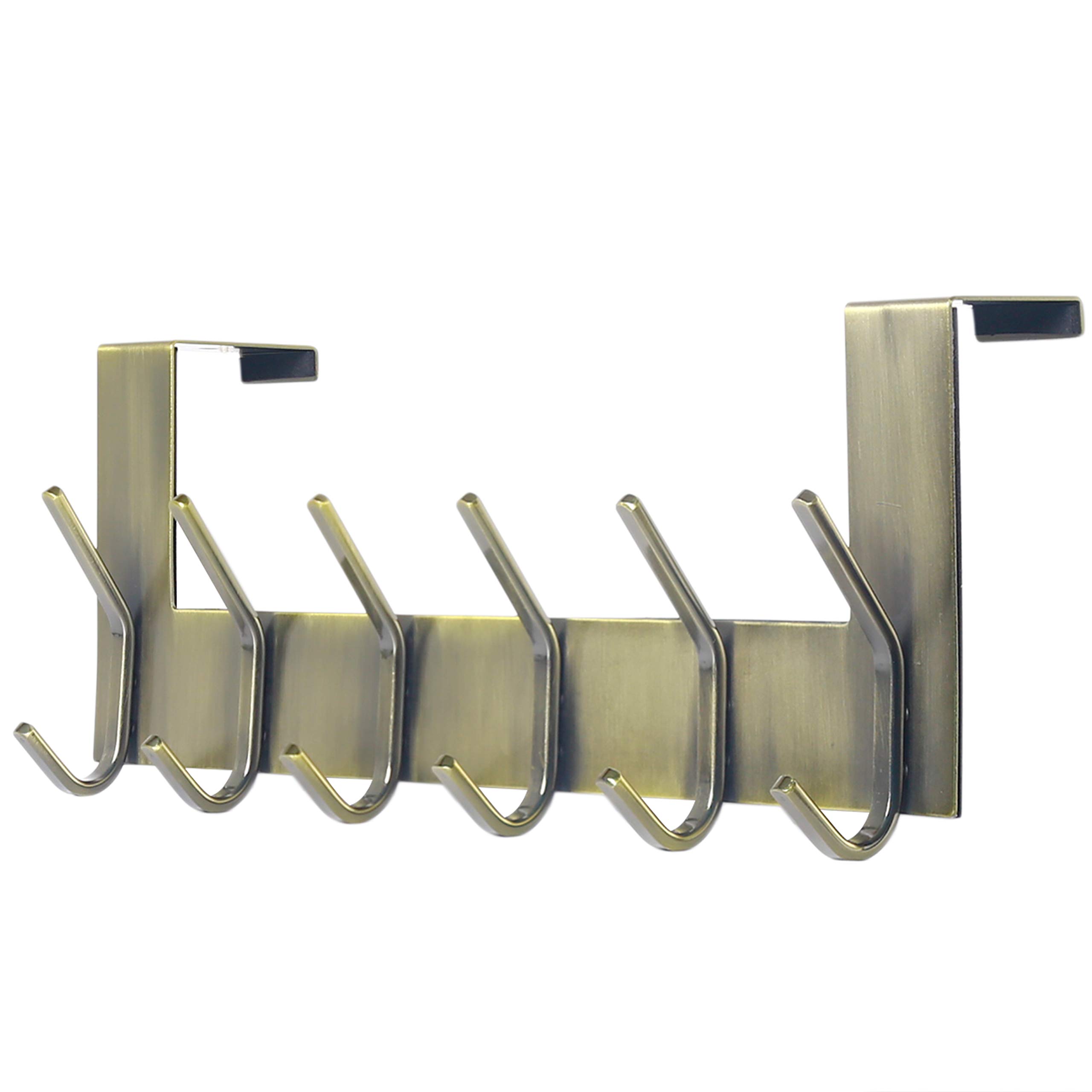Dseap Over The Door Hook Hanger - 6 Hooks Over Door Coat Rack for Hanging Clothes Hat Towel, Bronze