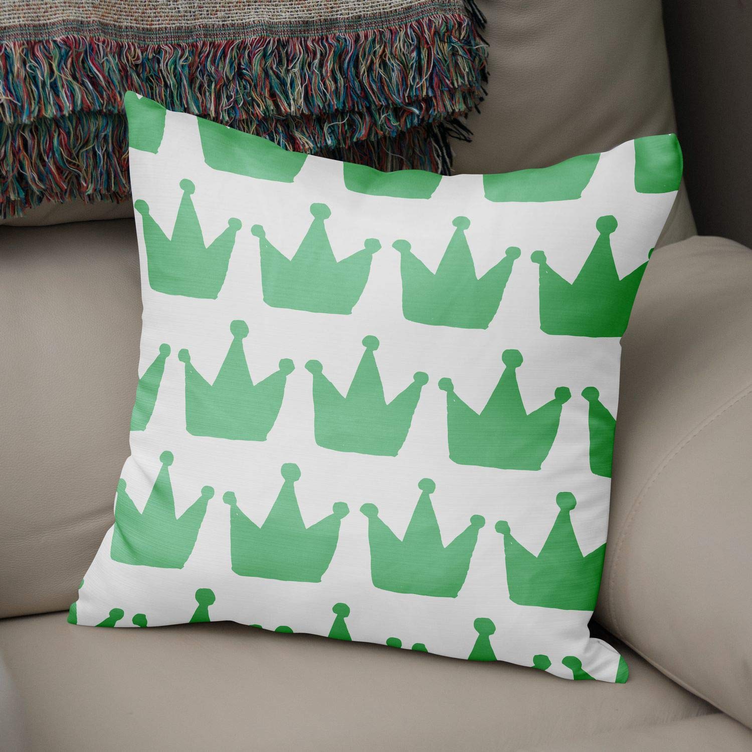 Bonamaison Decorative Cushion Cover Petrol Green & White, Throw Pillow Covers, Home Decorative Pillowcases for Livingroom, Sofa, Bedroom, Size: 43X43 Cm - Designed and Manufactured in Turkey